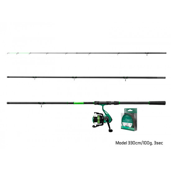 Feedrový set Delphin GreenFEED 360cm/100g + 3T + 0,22mm