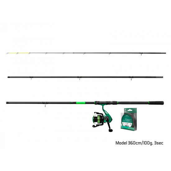 Feedrový set Delphin GreenFEED 360cm/100g + 4T + 0,20mm